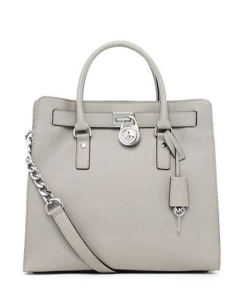 michael kors large hamilton trimmed tote pearl grey|Michael Kors Hamilton large satchel.